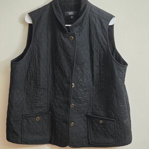 Talbots Black Quilted Vest